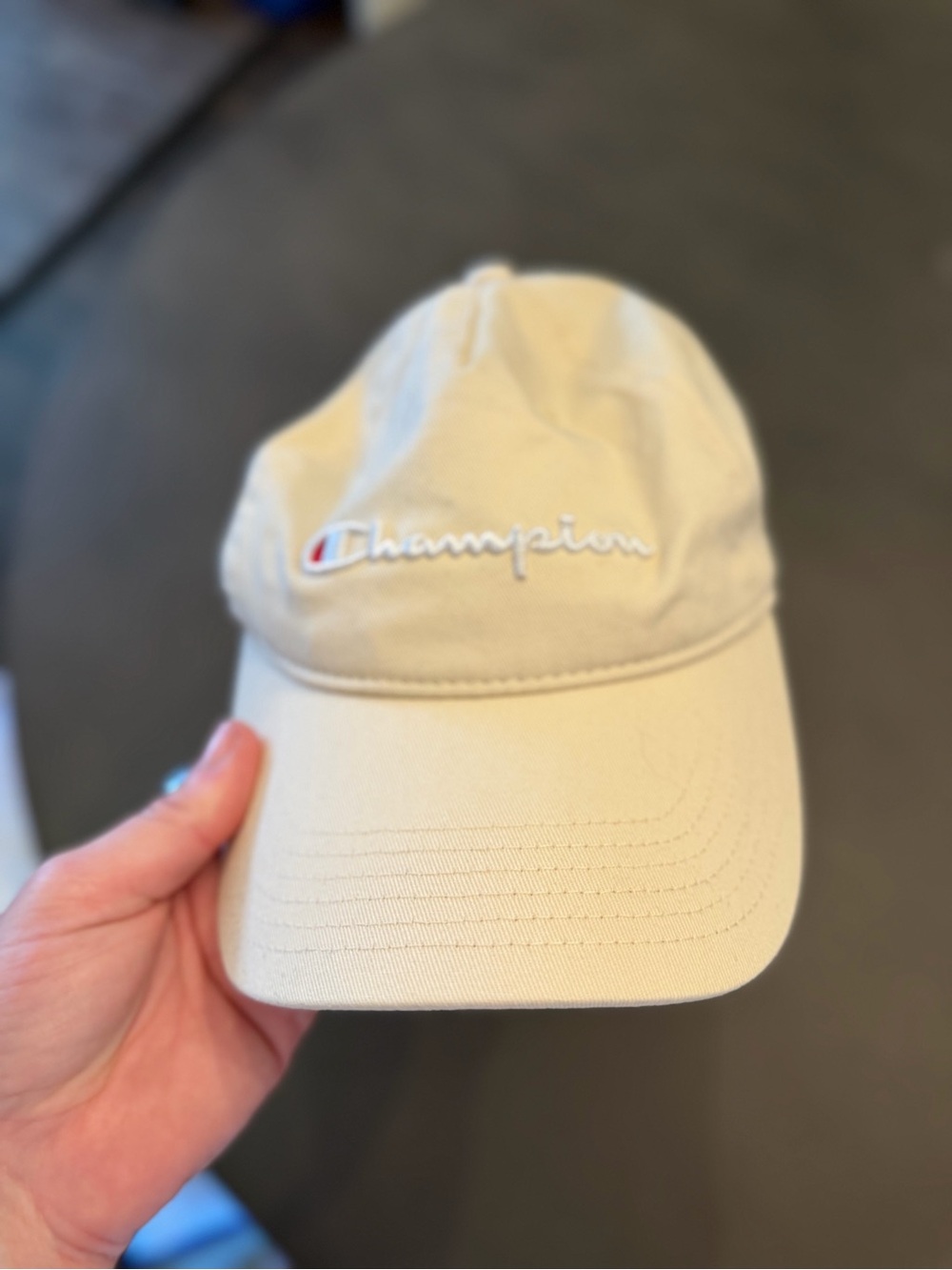 Champion Beige Script Logo Dad Hat
